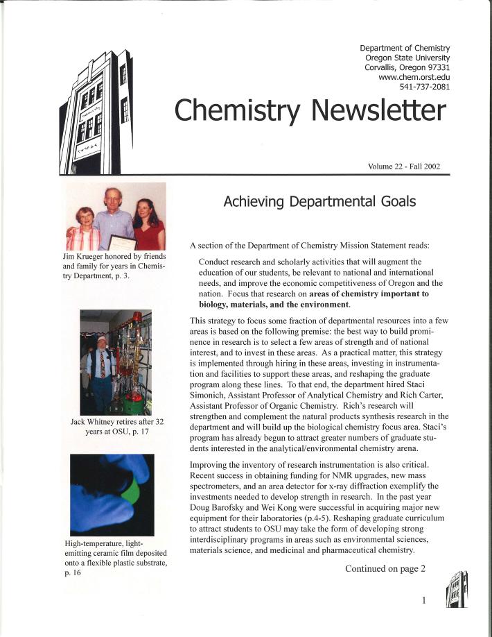 Picture of Fall 2002 Newsletter Cover