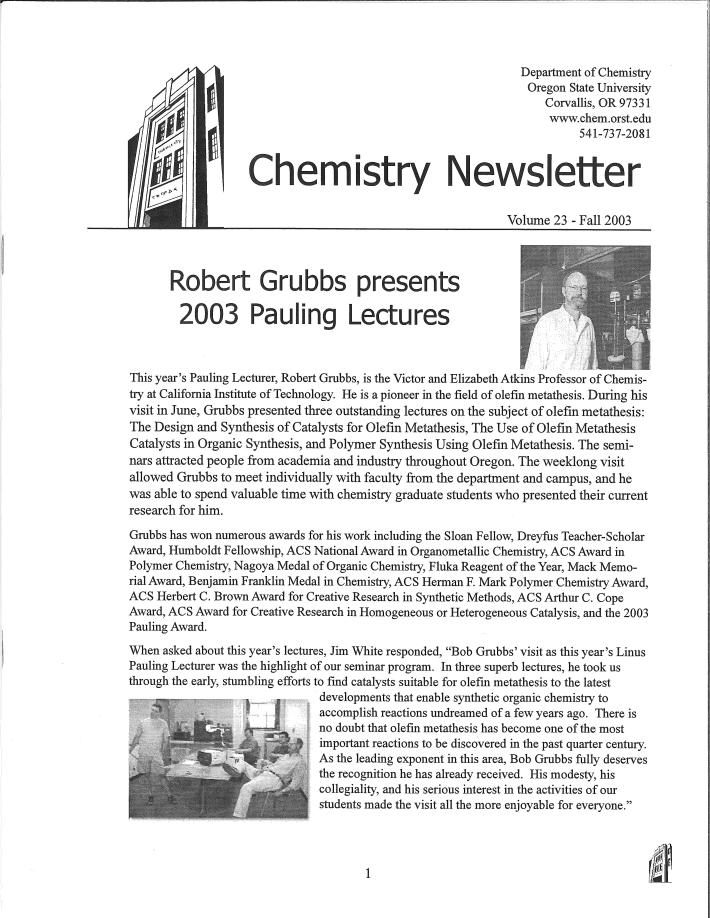 Picture of Fall 2003 Newsletter Cover