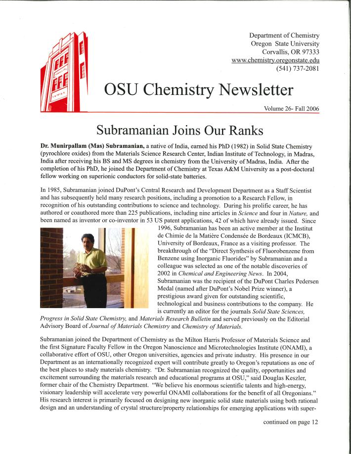 Picture of Fall 2006 Newsletter Cover
