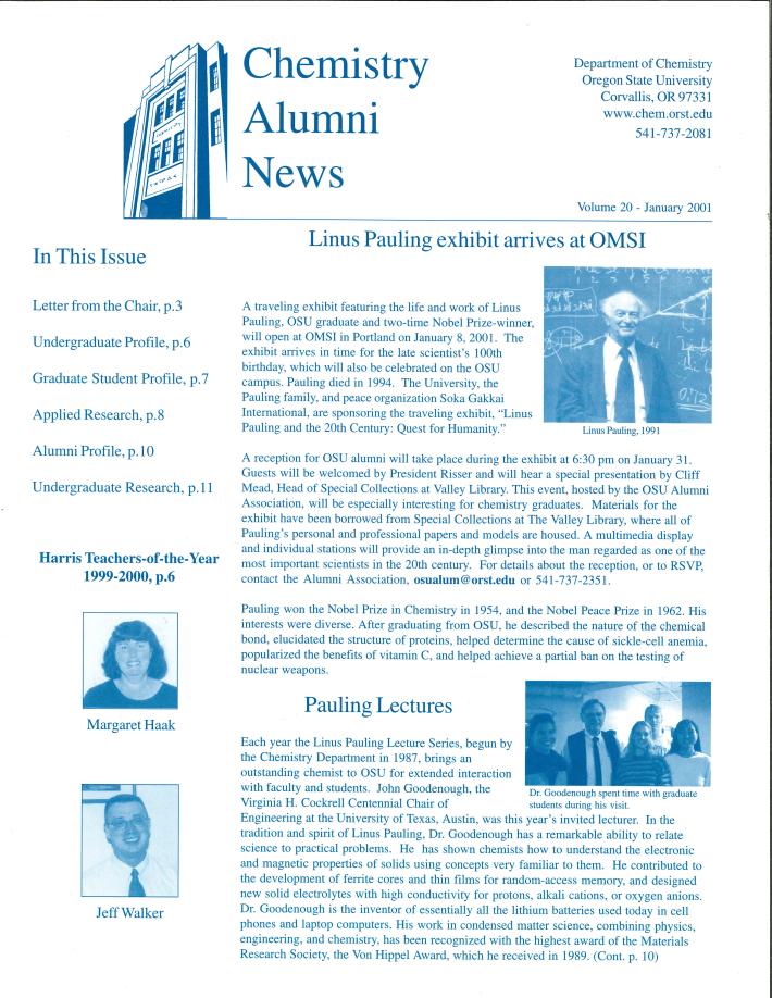 Picture of Winter 2001 Newsletter Cover