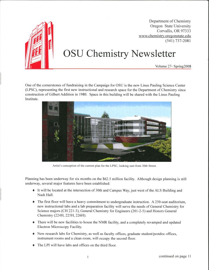 Picture of Spring 2008 Newsletter Cover
